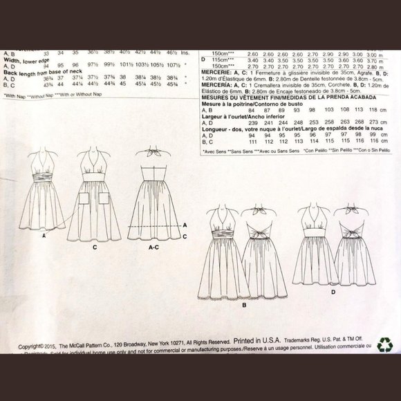 McCalls M7157 Sewing Pattern Plus Long or Short Halter Dress Size 14 16 18 20 22 - Picture 4 of 4